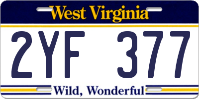 WV license plate 2YF377