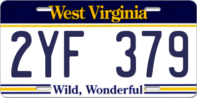 WV license plate 2YF379