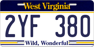 WV license plate 2YF380