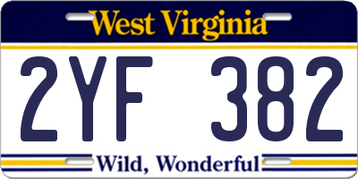WV license plate 2YF382