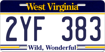 WV license plate 2YF383