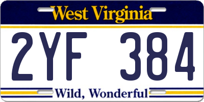 WV license plate 2YF384