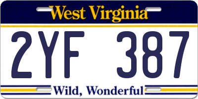 WV license plate 2YF387