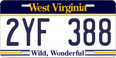 WV license plate 2YF388