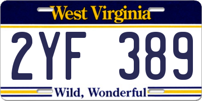 WV license plate 2YF389