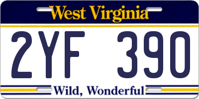 WV license plate 2YF390