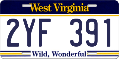 WV license plate 2YF391
