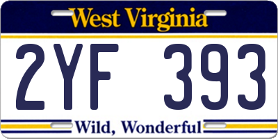 WV license plate 2YF393