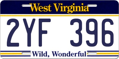 WV license plate 2YF396