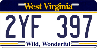WV license plate 2YF397