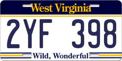 WV license plate 2YF398