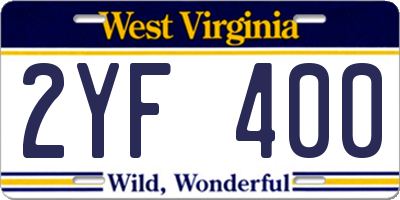 WV license plate 2YF400