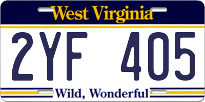 WV license plate 2YF405