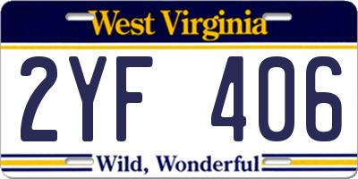 WV license plate 2YF406