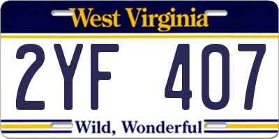 WV license plate 2YF407
