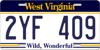 WV license plate 2YF409