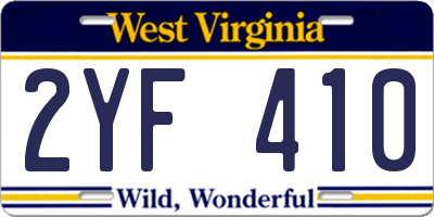 WV license plate 2YF410