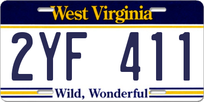 WV license plate 2YF411