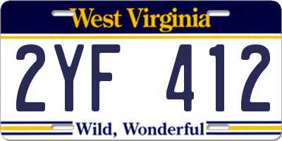 WV license plate 2YF412