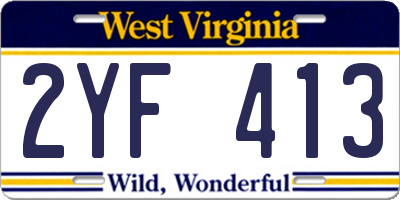 WV license plate 2YF413