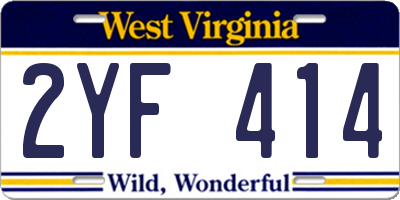 WV license plate 2YF414
