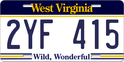 WV license plate 2YF415