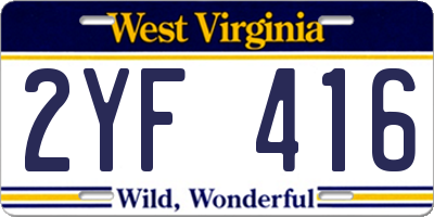 WV license plate 2YF416