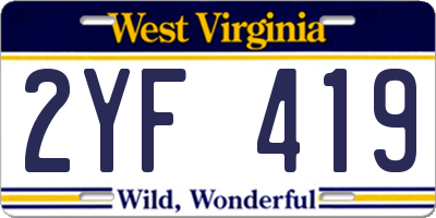 WV license plate 2YF419