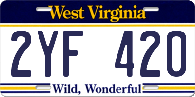 WV license plate 2YF420