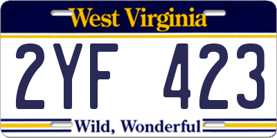 WV license plate 2YF423
