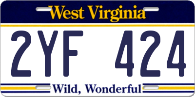 WV license plate 2YF424