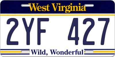 WV license plate 2YF427