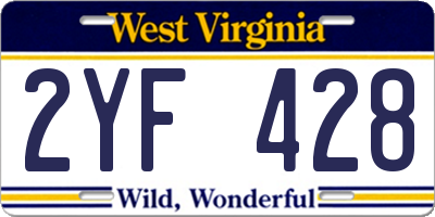 WV license plate 2YF428