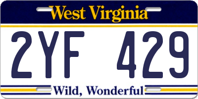 WV license plate 2YF429
