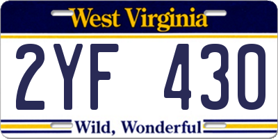 WV license plate 2YF430