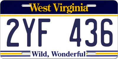 WV license plate 2YF436