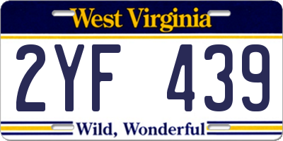 WV license plate 2YF439