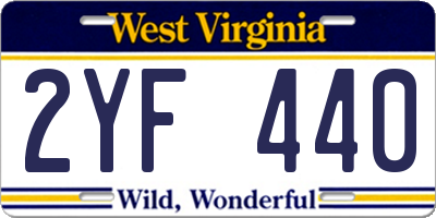 WV license plate 2YF440