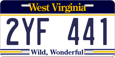 WV license plate 2YF441
