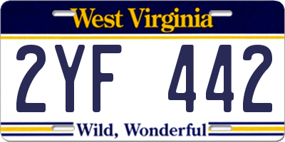 WV license plate 2YF442