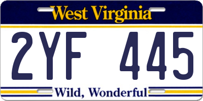 WV license plate 2YF445