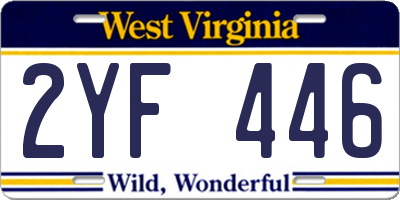 WV license plate 2YF446