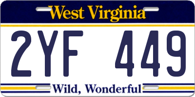 WV license plate 2YF449