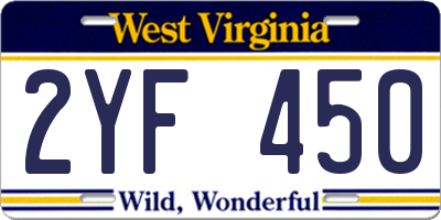 WV license plate 2YF450