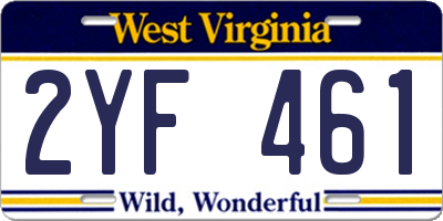 WV license plate 2YF461