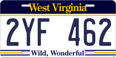 WV license plate 2YF462