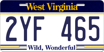 WV license plate 2YF465