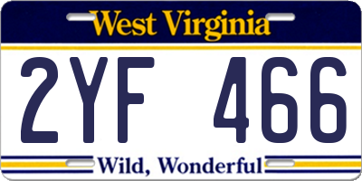 WV license plate 2YF466