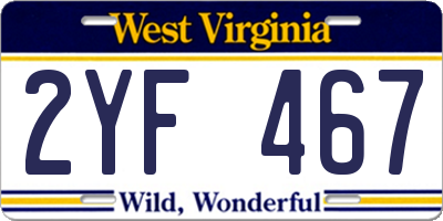 WV license plate 2YF467