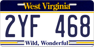 WV license plate 2YF468
